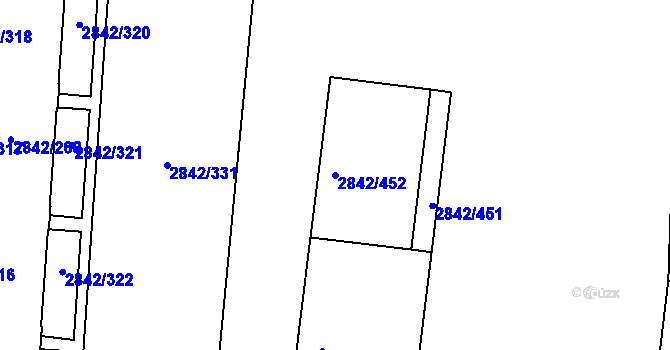 Parcela st. 2842/452 v KÚ Louny, Katastrální mapa