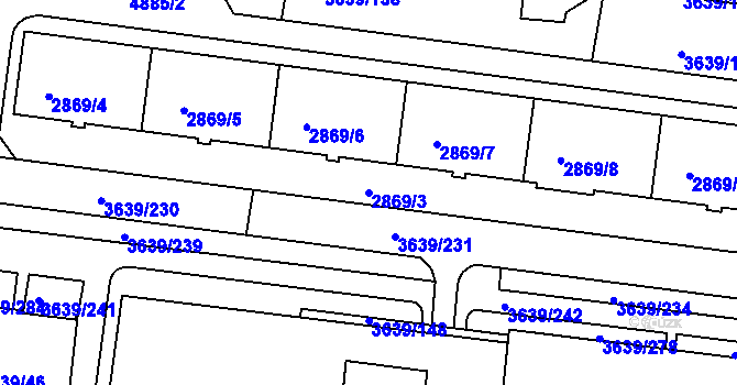Parcela st. 2869/3 v KÚ Louny, Katastrální mapa