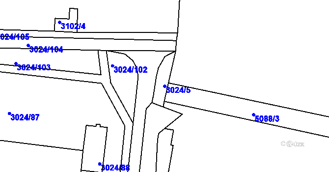 Parcela st. 3024/5 v KÚ Louny, Katastrální mapa