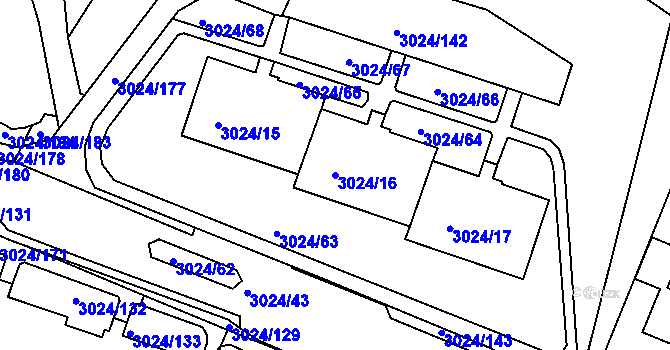 Parcela st. 3024/16 v KÚ Louny, Katastrální mapa