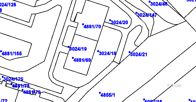 Parcela st. 3024/18 v KÚ Louny, Katastrální mapa