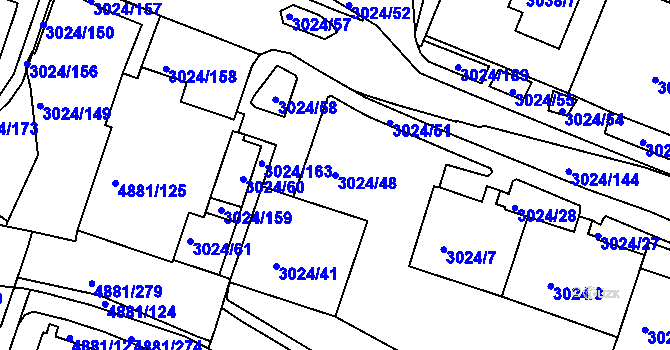 Parcela st. 3024/48 v KÚ Louny, Katastrální mapa