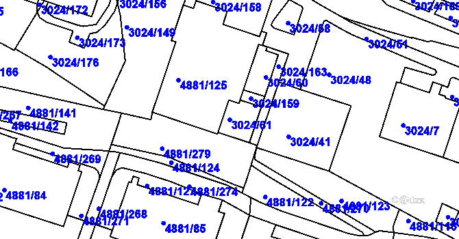 Parcela st. 3024/61 v KÚ Louny, Katastrální mapa