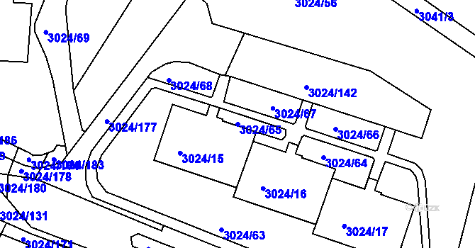 Parcela st. 3024/65 v KÚ Louny, Katastrální mapa