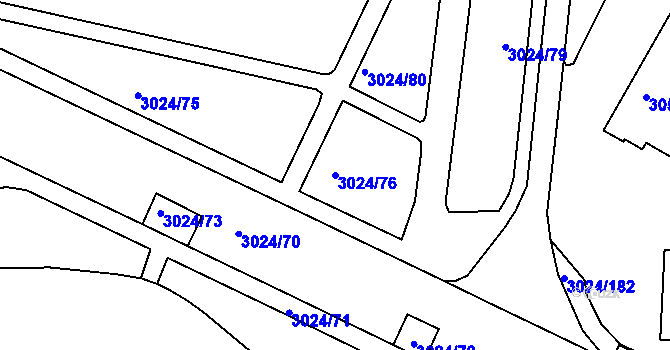 Parcela st. 3024/76 v KÚ Louny, Katastrální mapa