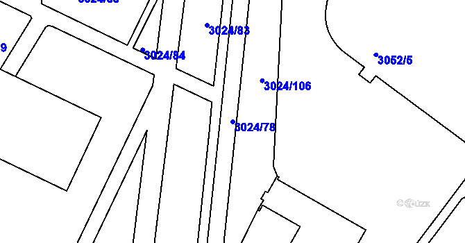 Parcela st. 3024/78 v KÚ Louny, Katastrální mapa