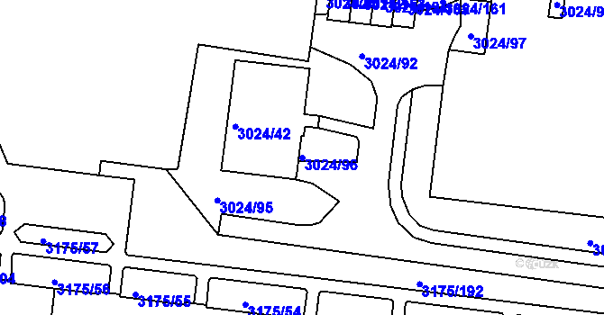 Parcela st. 3024/96 v KÚ Louny, Katastrální mapa
