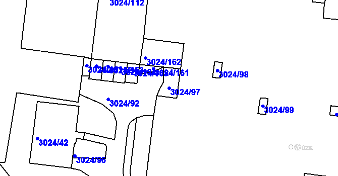 Parcela st. 3024/97 v KÚ Louny, Katastrální mapa