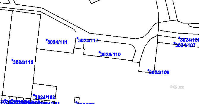 Parcela st. 3024/110 v KÚ Louny, Katastrální mapa