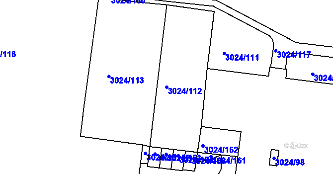Parcela st. 3024/112 v KÚ Louny, Katastrální mapa
