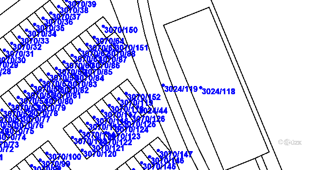 Parcela st. 3024/119 v KÚ Louny, Katastrální mapa
