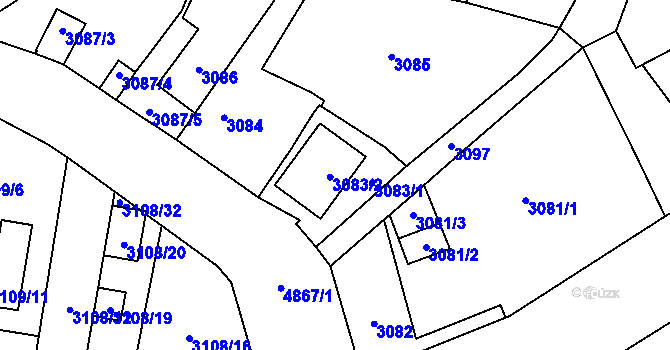 Parcela st. 3083 v KÚ Louny, Katastrální mapa