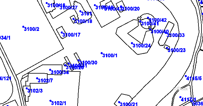Parcela st. 3100/1 v KÚ Louny, Katastrální mapa