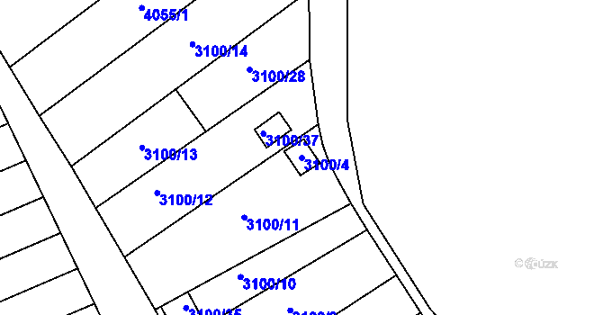 Parcela st. 3100/4 v KÚ Louny, Katastrální mapa