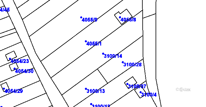 Parcela st. 3100/14 v KÚ Louny, Katastrální mapa