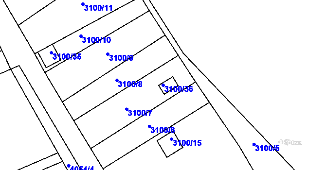 Parcela st. 3100/36 v KÚ Louny, Katastrální mapa
