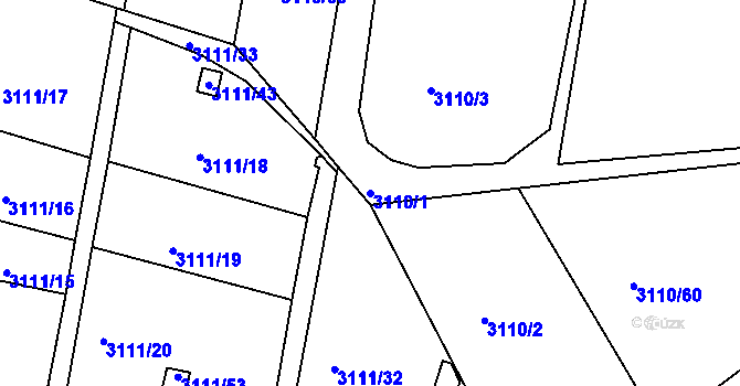 Parcela st. 3110/1 v KÚ Louny, Katastrální mapa