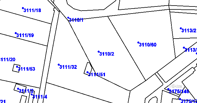 Parcela st. 3110/2 v KÚ Louny, Katastrální mapa