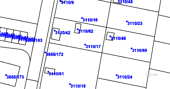 Parcela st. 3110/17 v KÚ Louny, Katastrální mapa