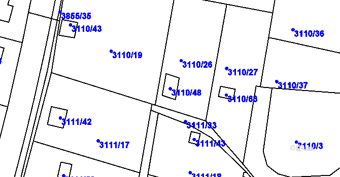 Parcela st. 3110/48 v KÚ Louny, Katastrální mapa