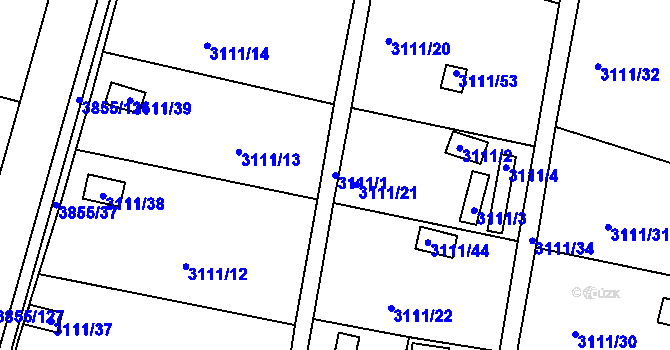 Parcela st. 3111/1 v KÚ Louny, Katastrální mapa