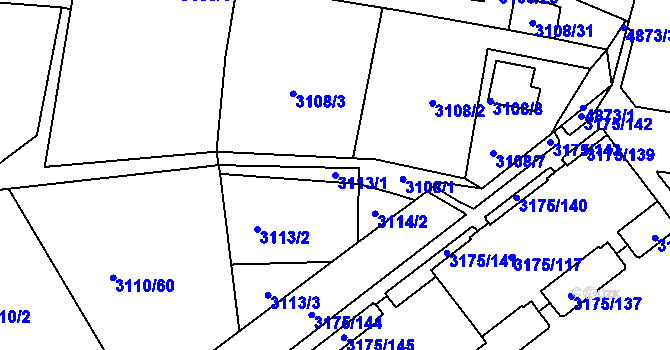 Parcela st. 3113/1 v KÚ Louny, Katastrální mapa