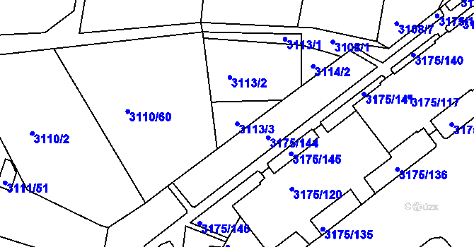 Parcela st. 3113/3 v KÚ Louny, Katastrální mapa