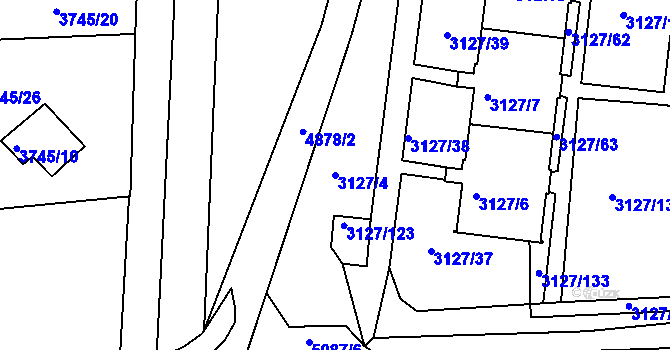 Parcela st. 3127/4 v KÚ Louny, Katastrální mapa