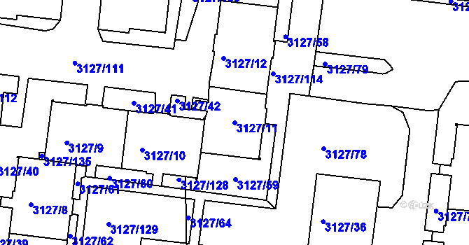 Parcela st. 3127/11 v KÚ Louny, Katastrální mapa