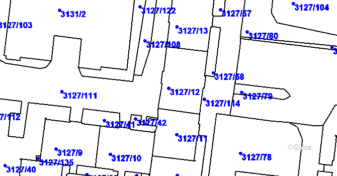 Parcela st. 3127/12 v KÚ Louny, Katastrální mapa