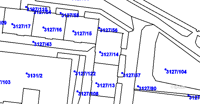 Parcela st. 3127/14 v KÚ Louny, Katastrální mapa