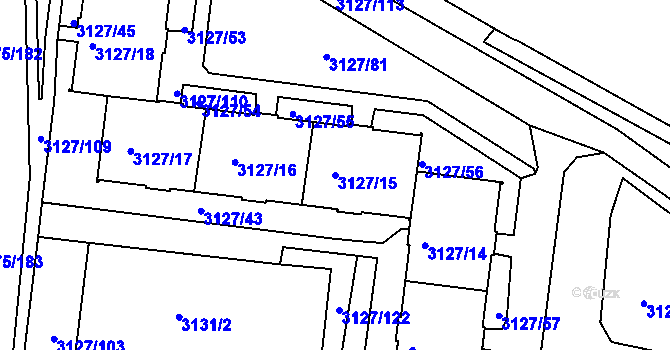 Parcela st. 3127/15 v KÚ Louny, Katastrální mapa
