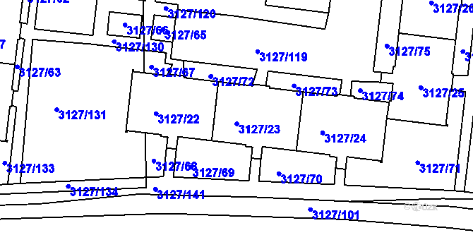 Parcela st. 3127/23 v KÚ Louny, Katastrální mapa