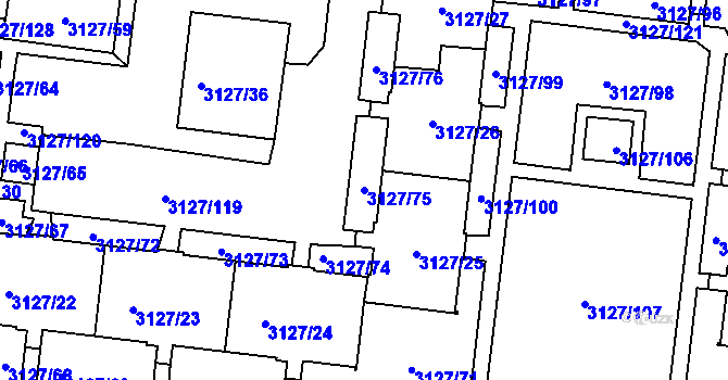 Parcela st. 3127/75 v KÚ Louny, Katastrální mapa