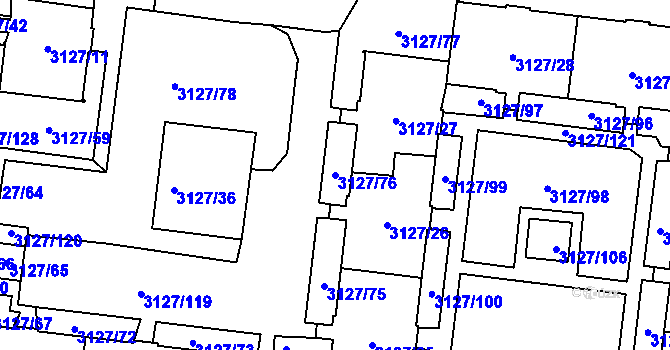 Parcela st. 3127/76 v KÚ Louny, Katastrální mapa