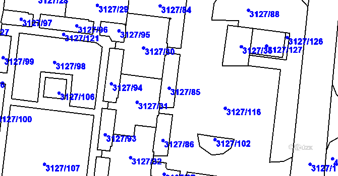 Parcela st. 3127/85 v KÚ Louny, Katastrální mapa