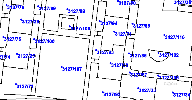 Parcela st. 3127/93 v KÚ Louny, Katastrální mapa