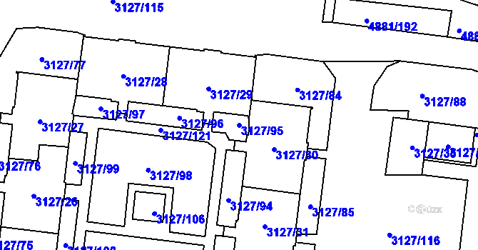 Parcela st. 3127/95 v KÚ Louny, Katastrální mapa