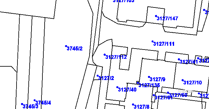Parcela st. 3127/112 v KÚ Louny, Katastrální mapa