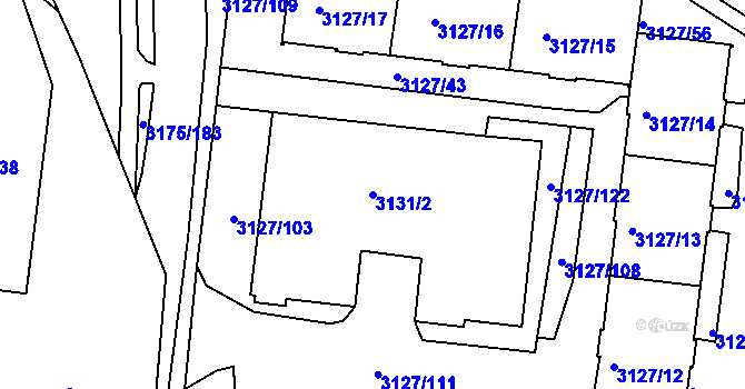 Parcela st. 3131/2 v KÚ Louny, Katastrální mapa