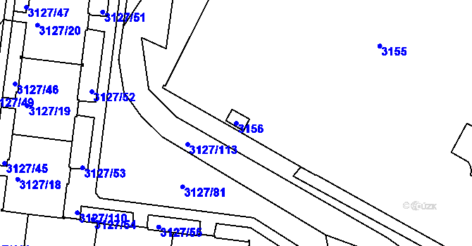 Parcela st. 3156 v KÚ Louny, Katastrální mapa