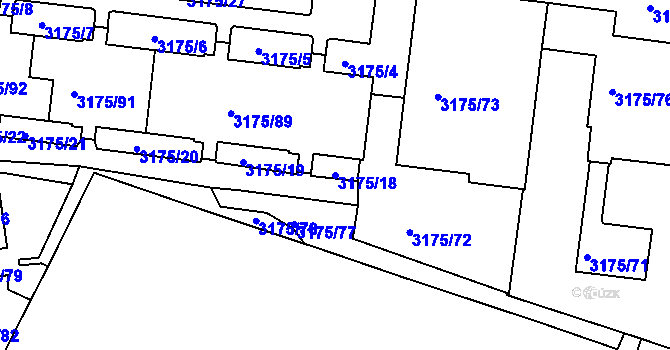 Parcela st. 3175/18 v KÚ Louny, Katastrální mapa