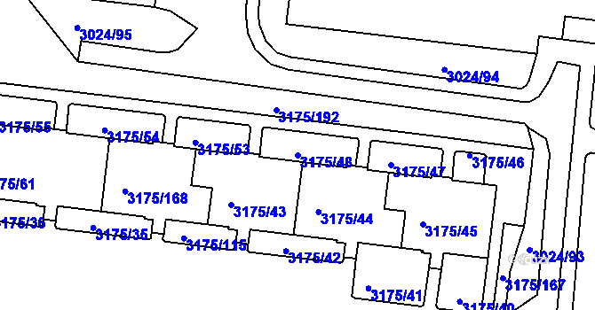 Parcela st. 3175/48 v KÚ Louny, Katastrální mapa