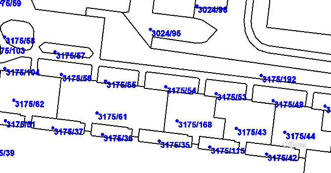 Parcela st. 3175/54 v KÚ Louny, Katastrální mapa