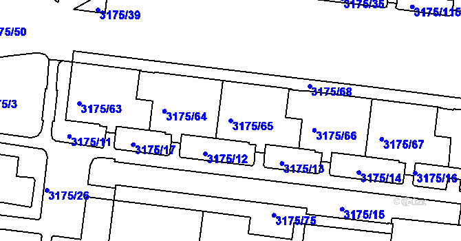Parcela st. 3175/65 v KÚ Louny, Katastrální mapa