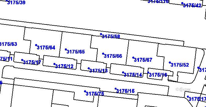 Parcela st. 3175/66 v KÚ Louny, Katastrální mapa