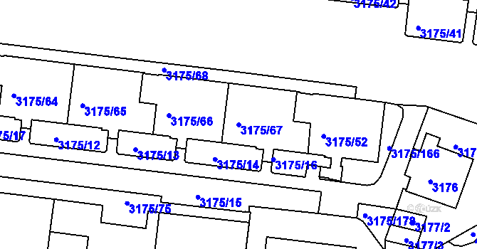 Parcela st. 3175/67 v KÚ Louny, Katastrální mapa