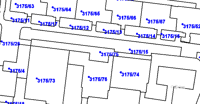 Parcela st. 3175/75 v KÚ Louny, Katastrální mapa