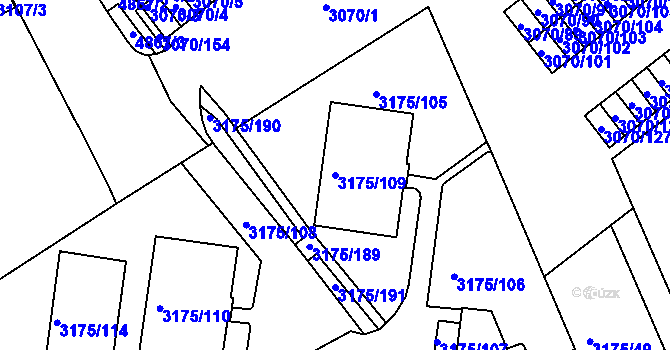 Parcela st. 3175/109 v KÚ Louny, Katastrální mapa