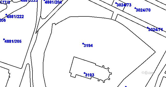 Parcela st. 3194 v KÚ Louny, Katastrální mapa